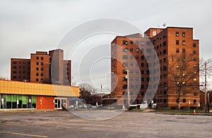 Apartments and closed grocery