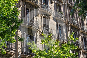 Apartments with wrought iron balconies in Eixample, Barcelona, S photo