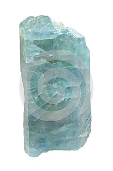 Apatite blue crystal macro - semiprecious stone isolated on white background photo