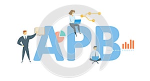 APB, Accounting Principles Board. Concept with keyword, people and icons. Flat vector illustration. Isolated on white.