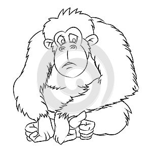 Ape Cartoon - Line Drawn Vector