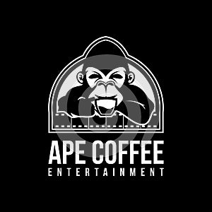 Ape coffee entertainment vector design illustration