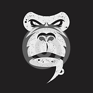 Ape face with a cup coffee logo vector