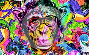 Ape in isolated on color backgrounddesign concept