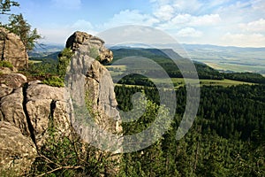 Ape is most famous rock formation in Table Mountains, Stolowe Mountains in Poland