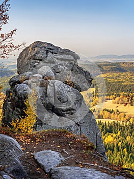 The Ape Rock formation in the Table Mountain National Park, Poland