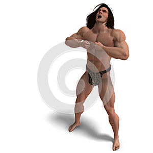 The apeman out of the jungle. 3D rendering with