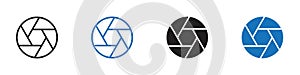 Aperature icon linear graphics set vector in black
