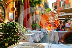 Aperitivo Time with Spritz Cocktails in a Venetian Piazza - Perfect for Food and Travel Editorial Use