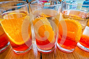 Aperol drinks on table