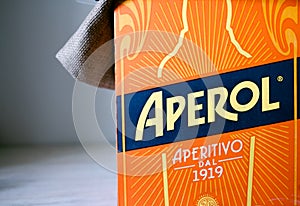 Aperol logo on the box.