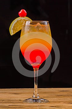 Aperol Spritz. Tropical drink on black background