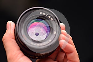 Aperture blades of a vintage slr camera lens