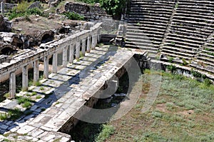 Porticus post scaenam and Pulpitum of Roman Theatre at Aphrodisias Archaeological Site, AydÃÂ±n Province, Turkey
