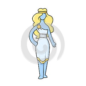 Aphrodite, ancient Greek goddess of Love and Beauty. Mythology. Flat vector illustration. Isolated on white background.