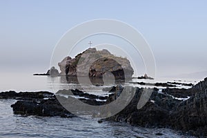 Aphrodite\'s Beach Rock with Cross, Cyprus