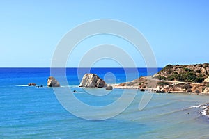 Aphrodite`s rock and beach in Cyprus, called Petra tou Romiou