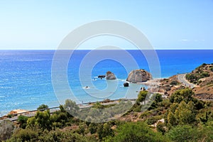 Aphrodite`s rock and beach in Cyprus, called Petra tou Romiou