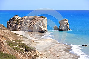 Aphrodite`s rock and beach in Cyprus, called Petra tou Romiou