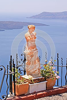 Aphrodite statutue in Santorini island photo