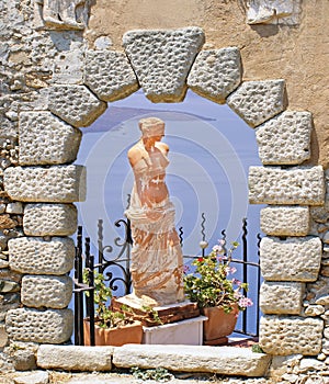 Aphrodite statutue in Santorini island