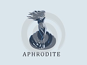 Aphrodite or Venus. Vector emblem.