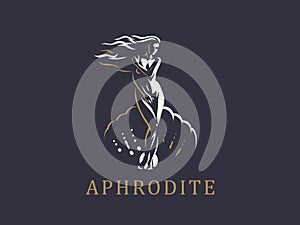 Aphrodite or Venus. Vector emblem.