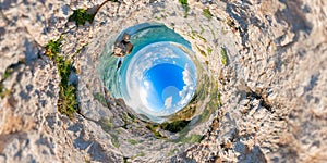 Aphrodites Rock. Stereographic projection. Paphos District. Cyprus photo