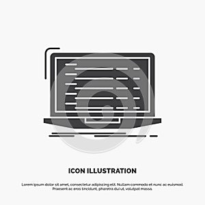 Api, app, coding, developer, laptop Icon. glyph vector gray symbol for UI and UX, website or mobile application
