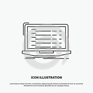 Api, app, coding, developer, laptop Icon. Line vector gray symbol for UI and UX, website or mobile application