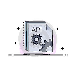 Api, app, coding, developer, software Flat Color Icon Vector
