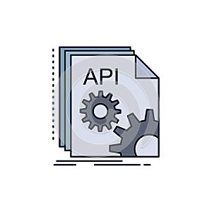 Api, app, coding, developer, software Flat Color Icon Vector