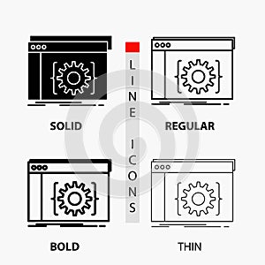 Api, app, coding, developer, software Icon in Thin, Regular, Bold Line and Glyph Style. Vector illustration