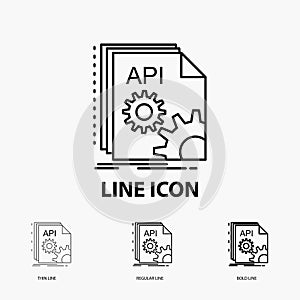 Api, app, coding, developer, software Icon in Thin, Regular and Bold Line Style. Vector illustration
