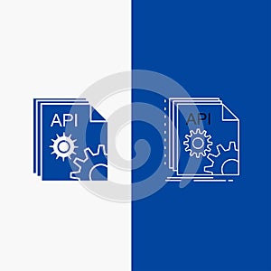 Api, app, coding, developer, software Line and Glyph web Button in Blue color Vertical Banner for UI and UX, website or mobile