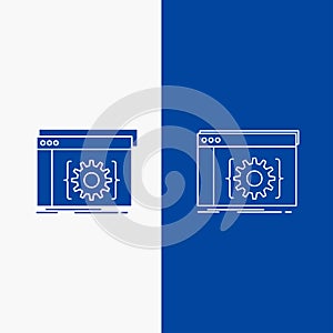 Api, app, coding, developer, software Line and Glyph web Button in Blue color Vertical Banner for UI and UX, website or mobile