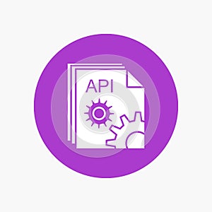 Api, app, coding, developer, software White Glyph Icon in Circle. Vector Button illustration