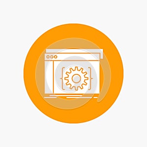 Api, app, coding, developer, software White Glyph Icon in Circle. Vector Button illustration