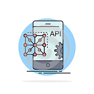 Api, Application, coding, Development, Mobile Flat Color Icon Vector