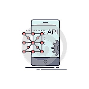 Api, Application, coding, Development, Mobile Flat Color Icon Vector