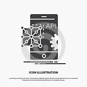 Api, Application, coding, Development, Mobile Icon. glyph vector gray symbol for UI and UX, website or mobile application