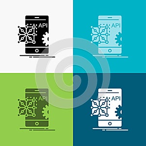 Api, Application, coding, Development, Mobile Icon Over Various Background. glyph style design, designed for web and app. Eps 10