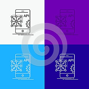 Api, Application, coding, Development, Mobile Icon Over Various Background. Line style design, designed for web and app. Eps 10