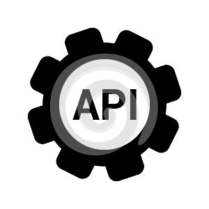 Api, application, interface icon. Black vector graphics