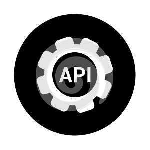 Api, application, interface icon. Black vector graphics