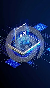 API Application Programming Interface Chip Futuristic Technology Software Development Tool