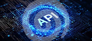 API Application Programming Interface on Circuit Board. Conceptual Image of Modern Technology