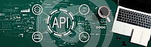 API - application programming interface concept with a laptop computer