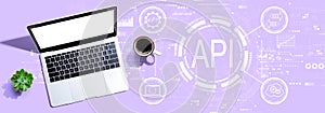 API - application programming interface concept with a laptop computer