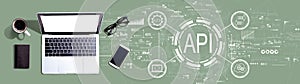 API - application programming interface concept with a laptop computer